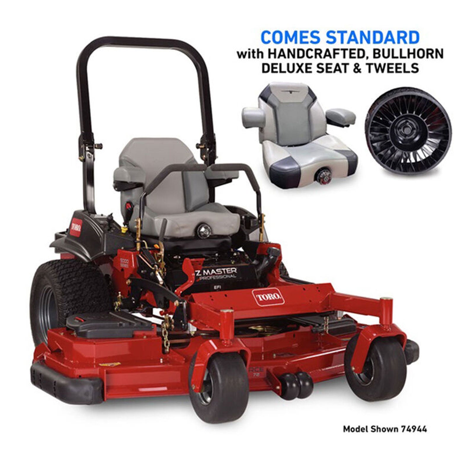 5000 Series Rear Discharge 60 in. (152 cm) 25 hp EFI 747cc
With Michelin® X® Tweel® Turf Tires Model Shown 74944