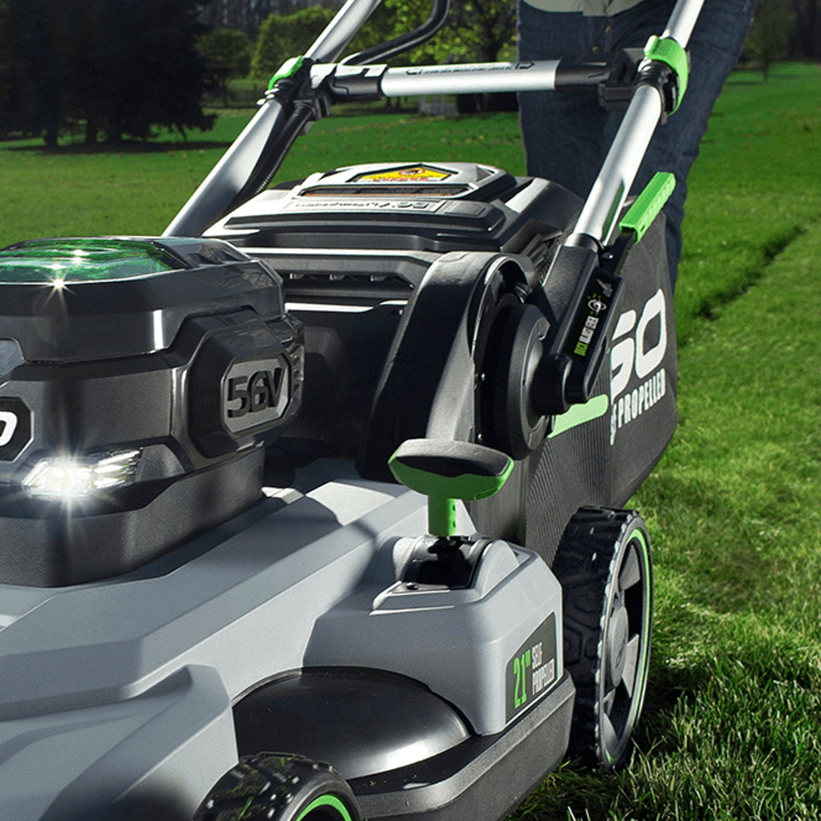 Power+ 21" Self-Propelled Mower with two 4.0Ah batteries and rapid charger